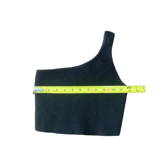 Aritzia Babaton Black Sculpt Knot One-Shoulder Cropped Tank- Small - Picture 6 of 7